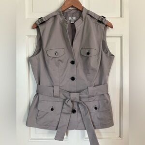 Worthington Cotton Vest Utility Style Design with Tie at Waist Large